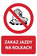 Naklejka 20x30 cm ZAKAZ JAZDY NA ROLKACH