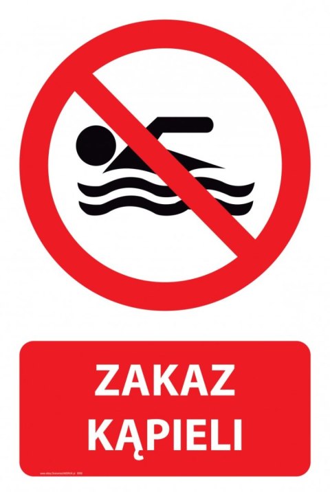 Naklejka 20x30 cm ZAKAZ KĄPIELI Naklejka 20x30 cm ZAKAZ KĄPIELI