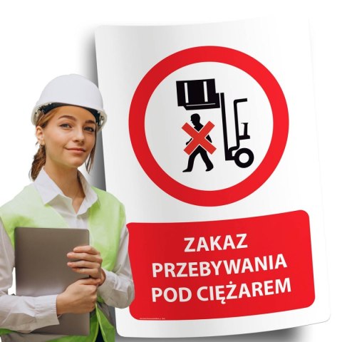 Naklejka 20x30 cm ZAKAZ PRZEBYWANIA POD CIĘŻAREM Naklejka 20x30 cm ZAKAZ PRZEBYWANIA POD CIĘŻAREM