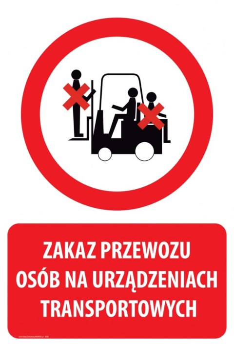 Naklejka 20x30 cm ZAKAZ PRZEWOZU OSÓB NA URZĄDZENIACH TRANSPORTOWYCH Naklejka 20x30 cm ZAKAZ PRZEWOZU OSÓB NA URZĄDZENIACH TRANSPORTOWYCH