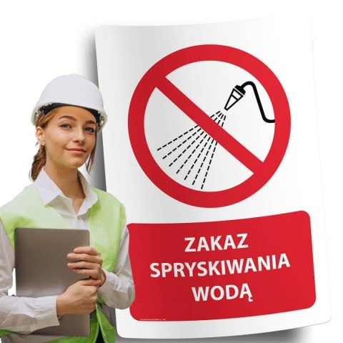 Naklejka 20x30 cm ZAKAZ SPRYSKIWANIA WODĄ Naklejka 20x30 cm ZAKAZ SPRYSKIWANIA WODĄ