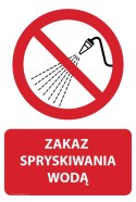 Naklejka 20x30 cm ZAKAZ SPRYSKIWANIA WODĄ