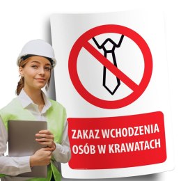 Naklejka 20x30 cm ZAKAZ WCHODZENIA OSÓB W KRAWATACH