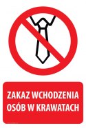 Naklejka 20x30 cm ZAKAZ WCHODZENIA OSÓB W KRAWATACH