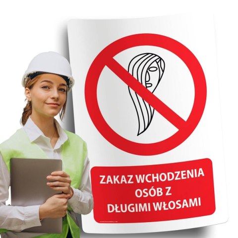 Naklejka 20x30 cm ZAKAZ WCHODZENIA OSÓB Z DŁUGIMI WŁOSAMI Naklejka 20x30 cm ZAKAZ WCHODZENIA OSÓB Z DŁUGIMI WŁOSAMI