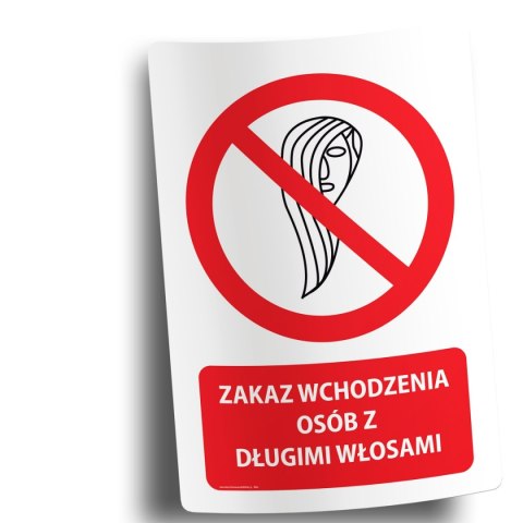 Naklejka 20x30 cm ZAKAZ WCHODZENIA OSÓB Z DŁUGIMI WŁOSAMI Naklejka 20x30 cm ZAKAZ WCHODZENIA OSÓB Z DŁUGIMI WŁOSAMI