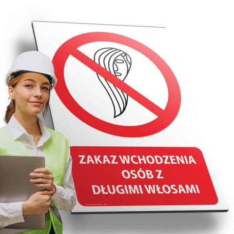 Tablica PVC 20x30 cm ZAKAZ WCHODZENIA OSÓB Z DŁUGIMI WŁOSAMI Tablica PVC 20x30 cm ZAKAZ WCHODZENIA OSÓB Z DŁUGIMI WŁOSAMI