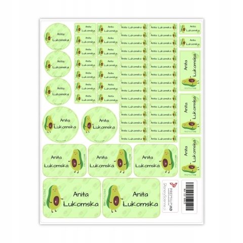 Naklejki z imieniem twojego dziecka do szkoły lub przedszkola - AWOKADO