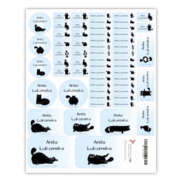 Naklejki z imieniem twojego dziecka do szkoły lub przedszkola - CZARNE KOTY