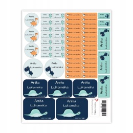 Naklejki z imieniem twojego dziecka do szkoły lub przedszkola - DINOZAURY