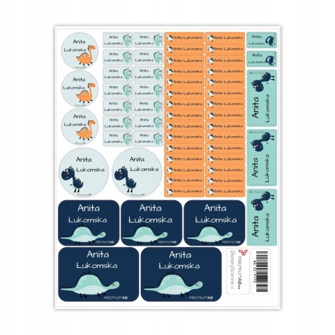 Naklejki z imieniem twojego dziecka do szkoły lub przedszkola - DINOZAURY