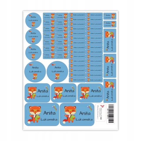 Naklejki z imieniem twojego dziecka do szkoły lub przedszkola - LISEK