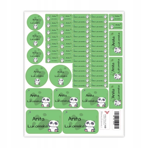 Naklejki z imieniem twojego dziecka do szkoły lub przedszkola - PANDA