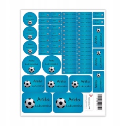 Naklejki z imieniem twojego dziecka do szkoły lub przedszkola - PIŁKA BLUE
