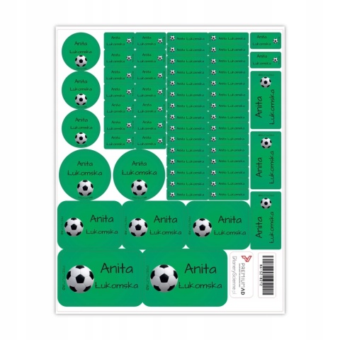 Naklejki z imieniem twojego dziecka do szkoły lub przedszkola - PIŁKA NOŻNA GREEN