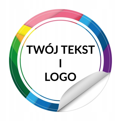 Nalepki na folii reklamowe z logo 8x8 cm 150 sztuk