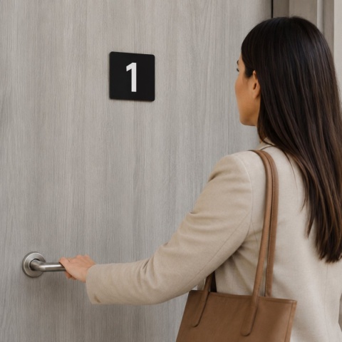 Tabliczka na drzwi 8x8 cm czarna numer 52