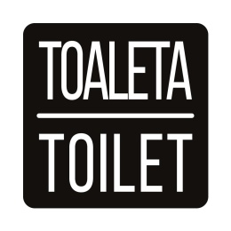 Tabliczka 8x8 cm czarna, toaleta / toilet