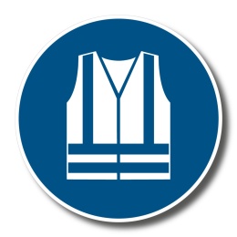 Naklejka 8 cm - Nakaz stosowania kamizelki odblaskowej - M015