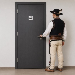 Tabliczka na drzwi 8x8 cm biała numer 5