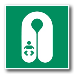 Naklejka BHP 8 cm - Kamizelka ratunkowa dla niemowląt - E046