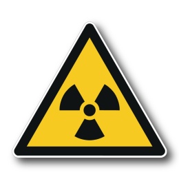 Naklejka BHP 8 cm - Ostrzeżenie przed materiałem radioaktywnym lub promieniowaniem jonizującym - W003