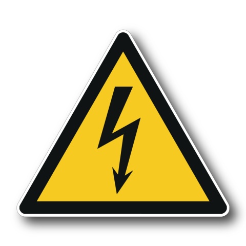 Naklejka BHP 8 cm - Ostrzeżenie przed napięciem elektrycznym - W012