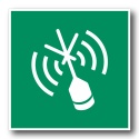 Naklejka BHP 8 cm - Radiolatarnia wskazująca pozycję awaryjną - E052