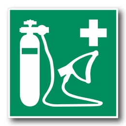 Naklejka BHP 8 cm - Resuscytator zasilany tlenem - E028