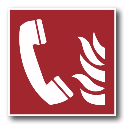 Naklejka BHP 8 cm - Telefon alarmowania pożarowego - F006