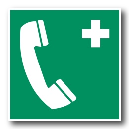 Naklejka BHP 8 cm - Telefon alarmowy - E004