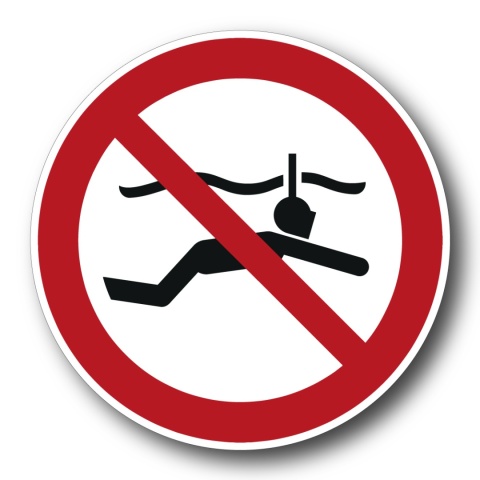 Naklejka BHP 8 cm - Zakaz nurkowania z fajką - P050