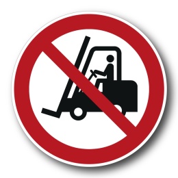 Naklejka BHP 8 cm - Zakaz ruchu urządzeń do transportu poziomego - P006