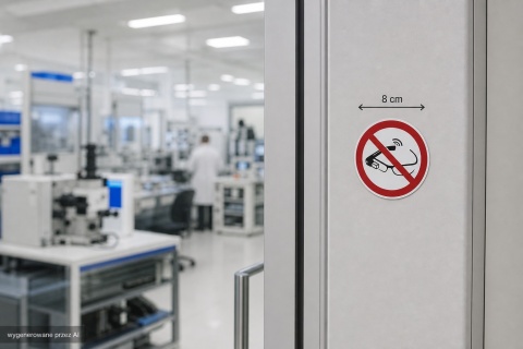 Naklejka BHP 8 cm - Zakaz wystawiania na bezpośrednie działanie światła słonecznego lub gorącej powierzchni - P068