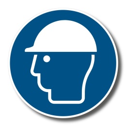 Naklejka 15 cm - Nakaz stosowania ochrony głowy - M014