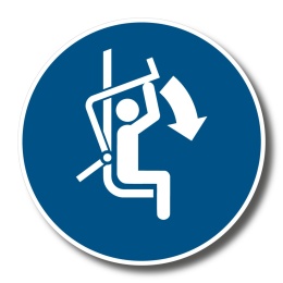 Naklejka 15 cm - Zamknij zabezpieczenie wyciągu krzesełkowego - M033