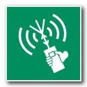 Naklejka BHP 15 cm - Dwukierunkowy aparat radiotelefoniczny VHF - E051