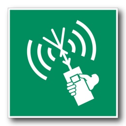 Naklejka BHP 15 cm - Dwukierunkowy aparat radiotelefoniczny VHF - E051