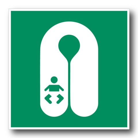 Naklejka BHP 15 cm - Kamizelka ratunkowa dla niemowląt - E046