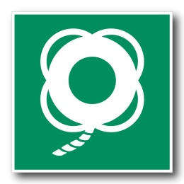 Naklejka BHP 15 cm - Koło ratunkowe z linką - E041