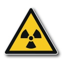 Naklejka BHP 15 cm - Ostrzeżenie przed materiałem radioaktywnym lub promieniowaniem jonizującym - W003