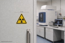 Naklejka BHP 15 cm - Ostrzeżenie przed wiązką laserową - W004