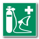 Naklejka BHP 15 cm - Resuscytator zasilany tlenem - E028