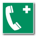 Naklejka BHP 15 cm - Telefon alarmowy - E004