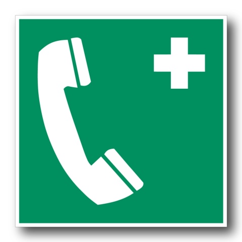 Naklejka BHP 15 cm - Telefon alarmowy - E004