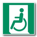 Naklejka BHP 15 cm - Wyjście ewakuacyjne dla osób niepełnosprawnych ruchowo (w lewo) - E026