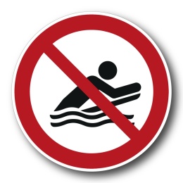 Naklejka BHP 15 cm - Zakaz uprawiania bodyboardingu - P063
