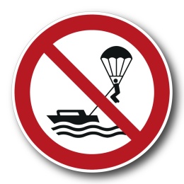 Naklejka BHP 15 cm - Zakaz uprawiania parasailingu - P066