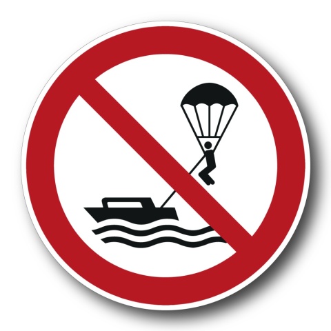 Naklejka BHP 15 cm - Zakaz uprawiania parasailingu - P066