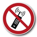 Naklejka BHP 15 cm - Zakaz używania telefonów komórkowych - P013